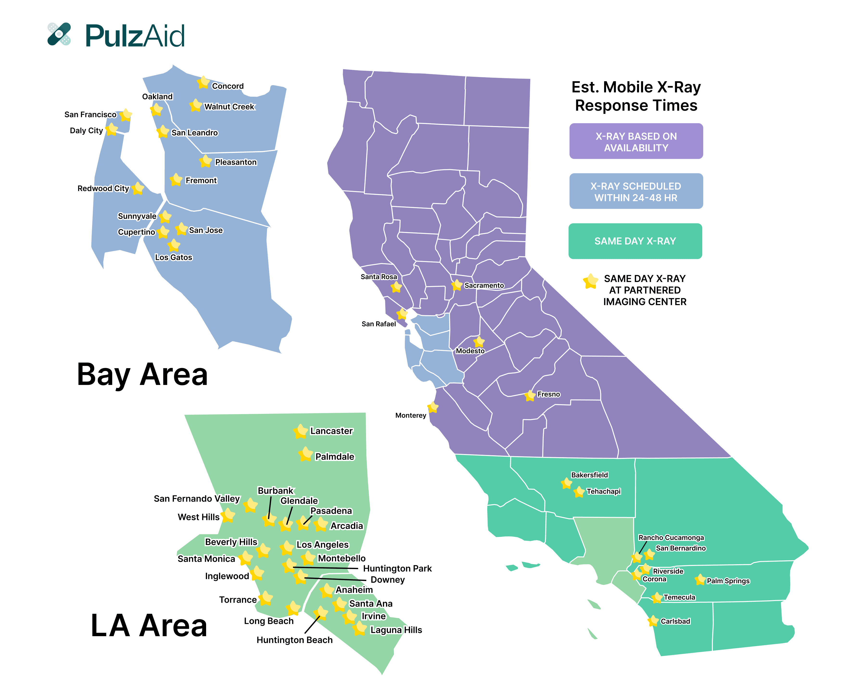 California X-ray service coverage map